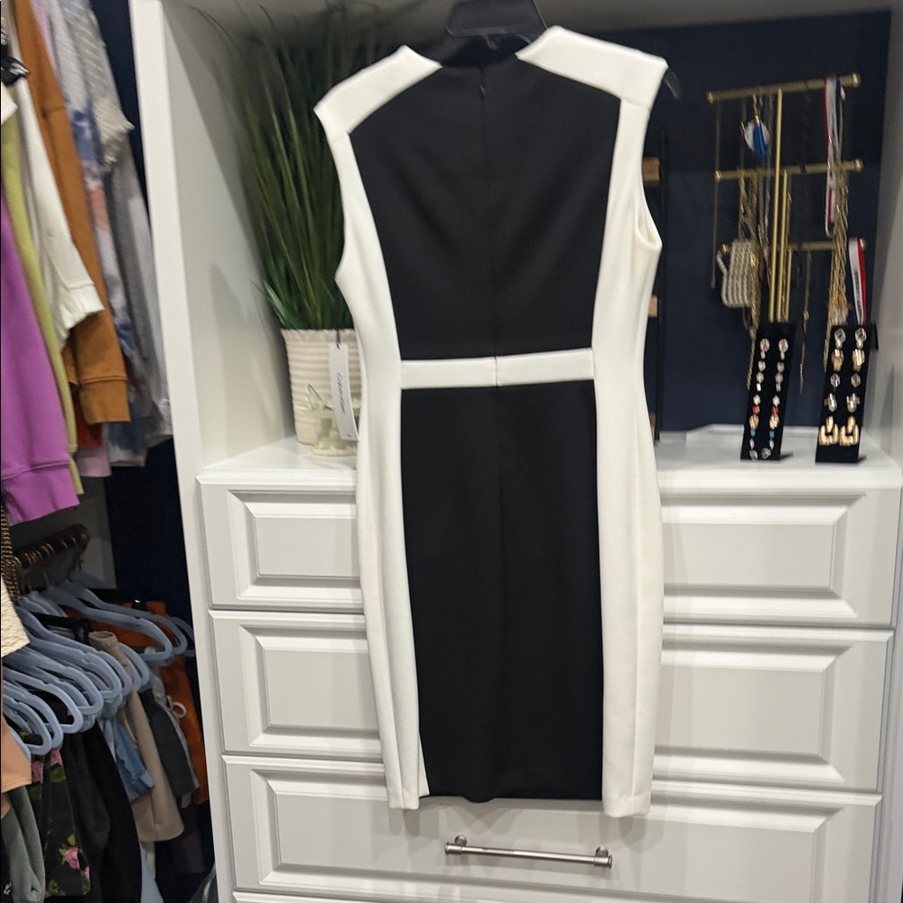 Calvin Klein Black and White Midi Dress - Picture 4 of 7